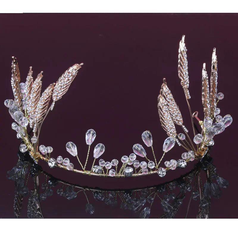 Vintage Bride Crystal Wheat Headpiece for Weddings