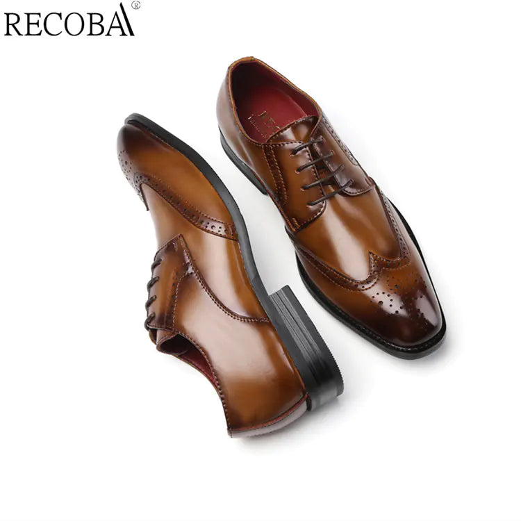 Carved Leather Formal Shoes for Men