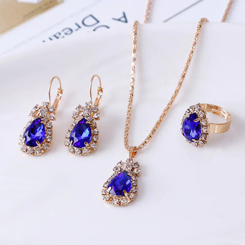European Style Water Drop Jewelry Set for Brides
