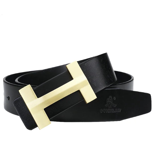 Men's Genuine Leather Belt with Brass Buckle (Fashion)