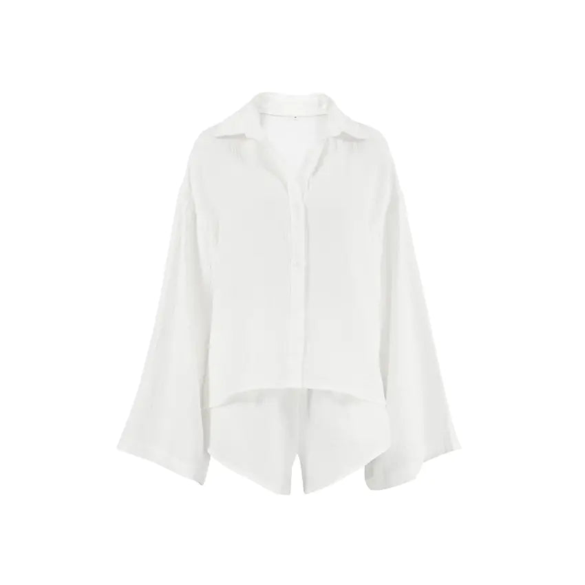 2023 Women's White Cotton Pajama Set with Cardigan