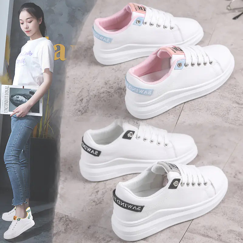 Women's 2018 Harajuku Style White Sneakers (Spring/Fall)