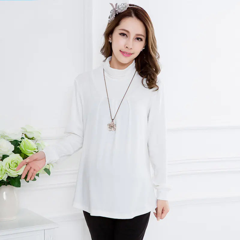 Stylish Maternity High Neck Knit Top for Fall/Winter