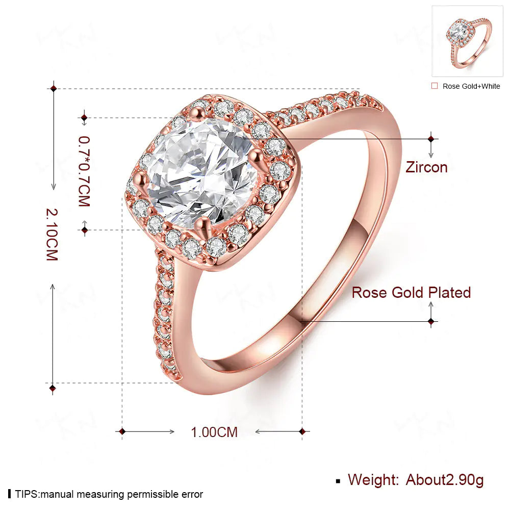 18K Rose Gold Princess Cut Zirconia Engagement Ring