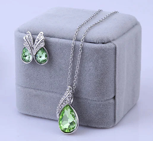 Crystal Earring and Necklace Jewelry Set