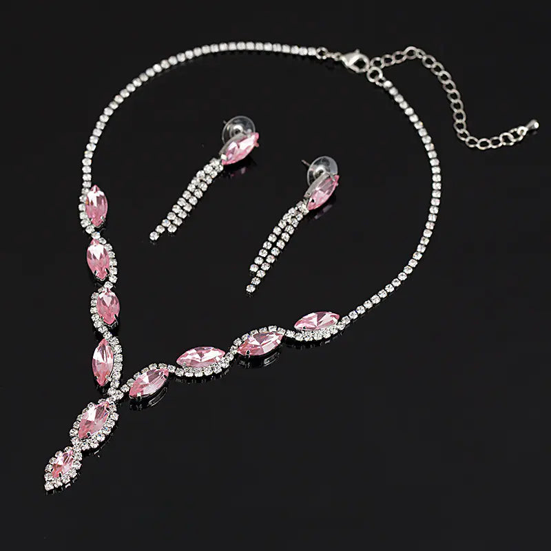Exquisite Waterdrop Crystal Necklace and Earring Set