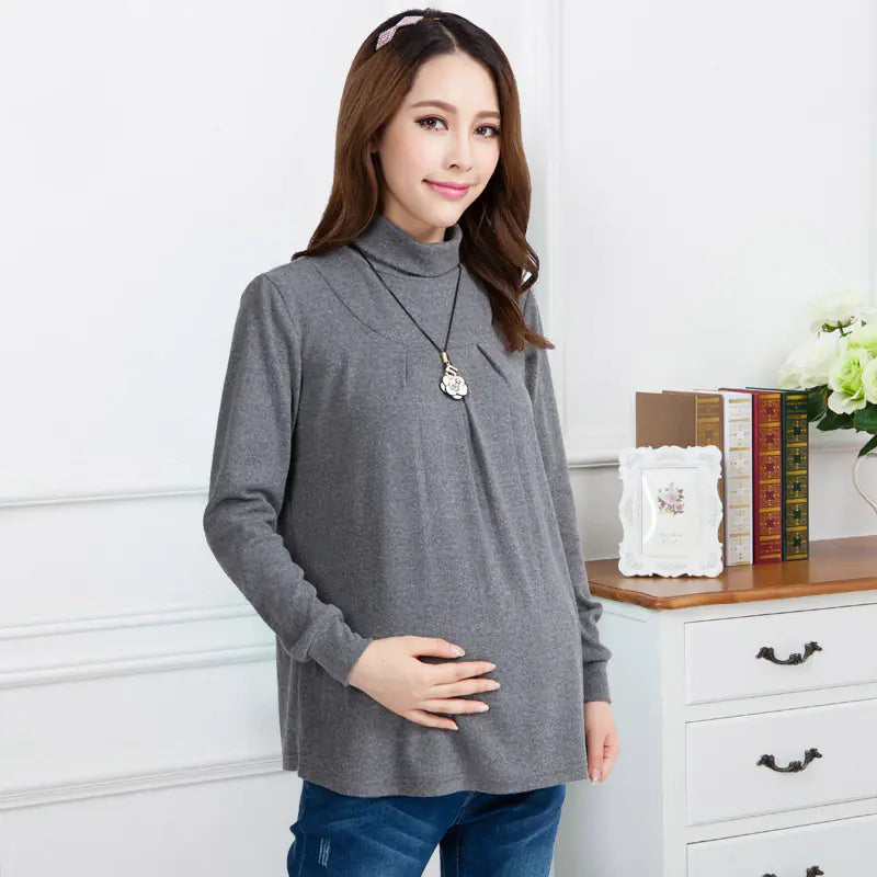 Stylish Maternity High Neck Knit Top for Fall/Winter