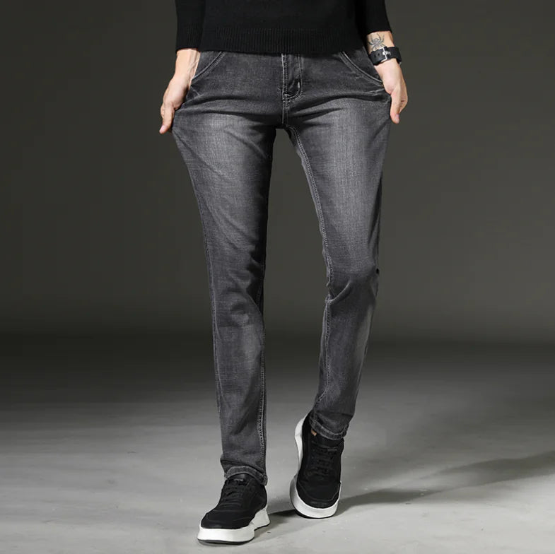 Slim Fit Men's Stretch Denim Jeans in Black and Grey