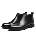 Men's Block Carving Leather Martin Boots for Autumn/Winter