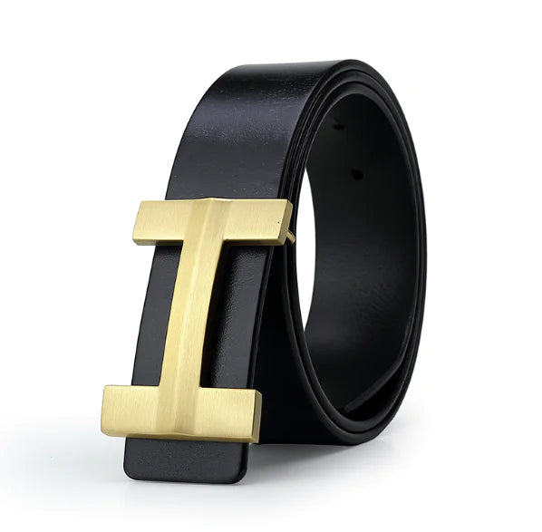 Men's Genuine Leather Belt with Brass Buckle (Fashion)