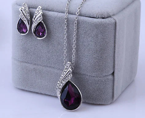 Crystal Earring and Necklace Jewelry Set