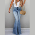 High Waist Flared Denim Pants for Women KV0755