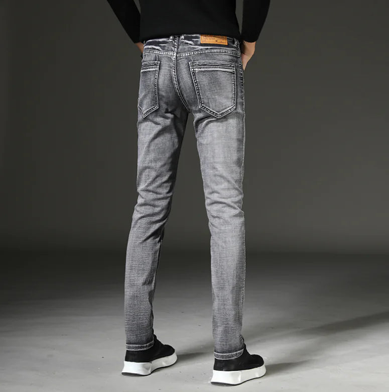 Slim Fit Men's Stretch Denim Jeans in Black and Grey