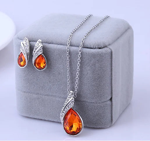 Crystal Earring and Necklace Jewelry Set