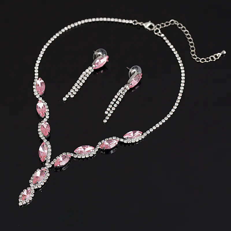 Exquisite Waterdrop Crystal Necklace and Earring Set