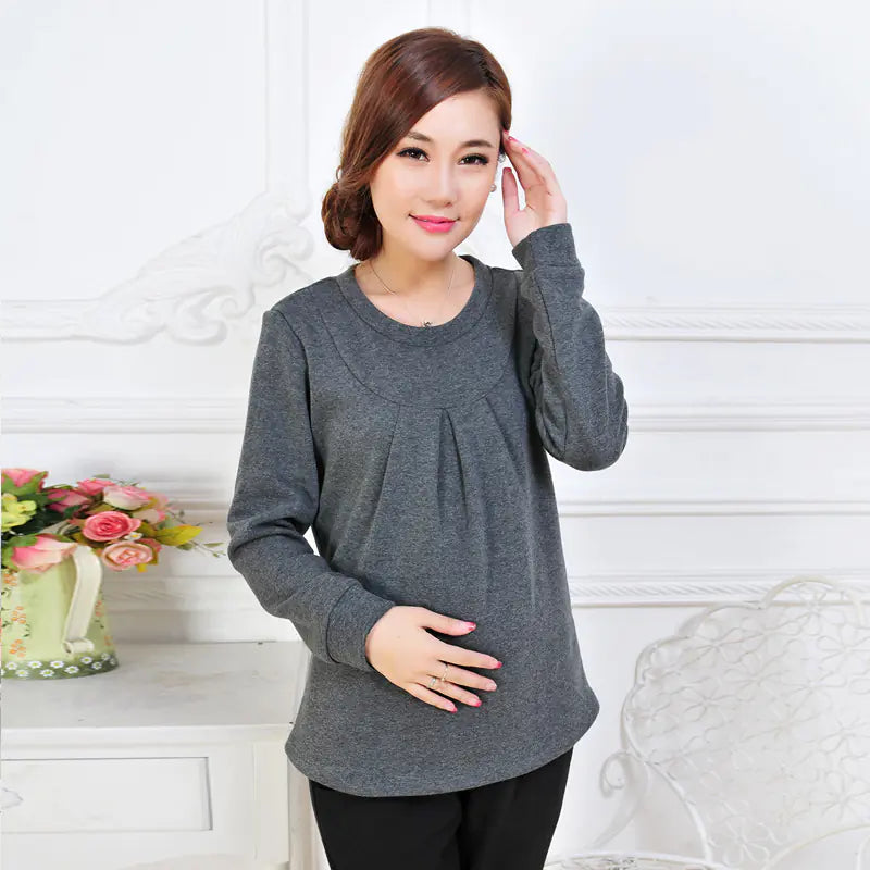 Stylish Maternity High Neck Knit Top for Fall/Winter