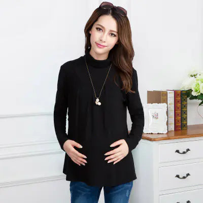 Stylish Maternity High Neck Knit Top for Fall/Winter