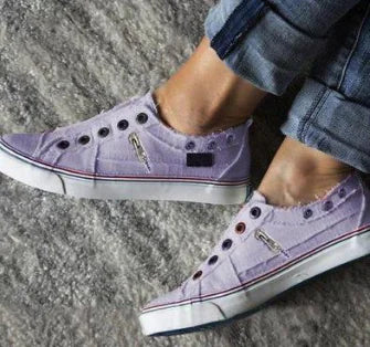 New Style Plus Size Hole Zipper Canvas Flats