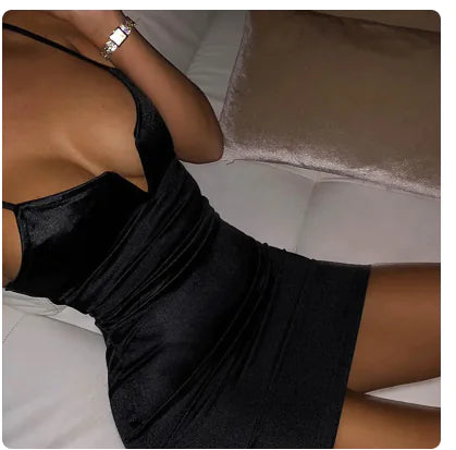 Sexy Deep V Solid Color Bodycon Slip Dress