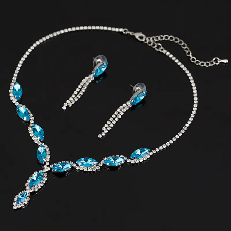 Exquisite Waterdrop Crystal Necklace and Earring Set