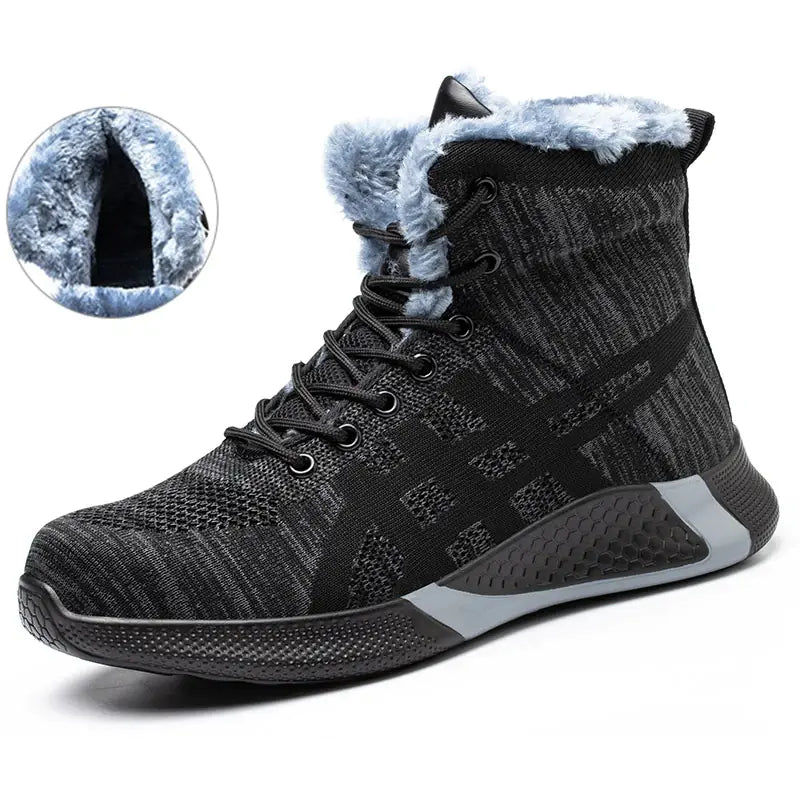 Men's Winter Plush Safety Work Boots - Warm & Breathable