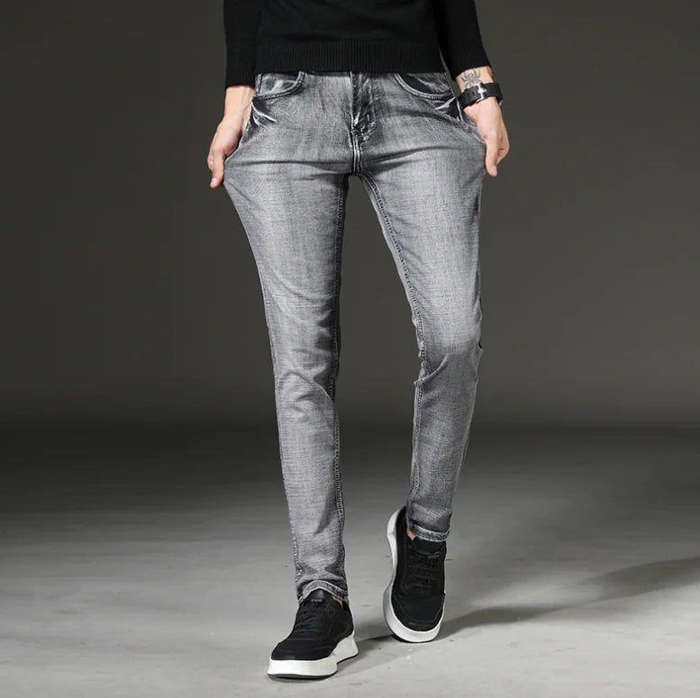 Slim Fit Men's Stretch Denim Jeans in Black and Grey