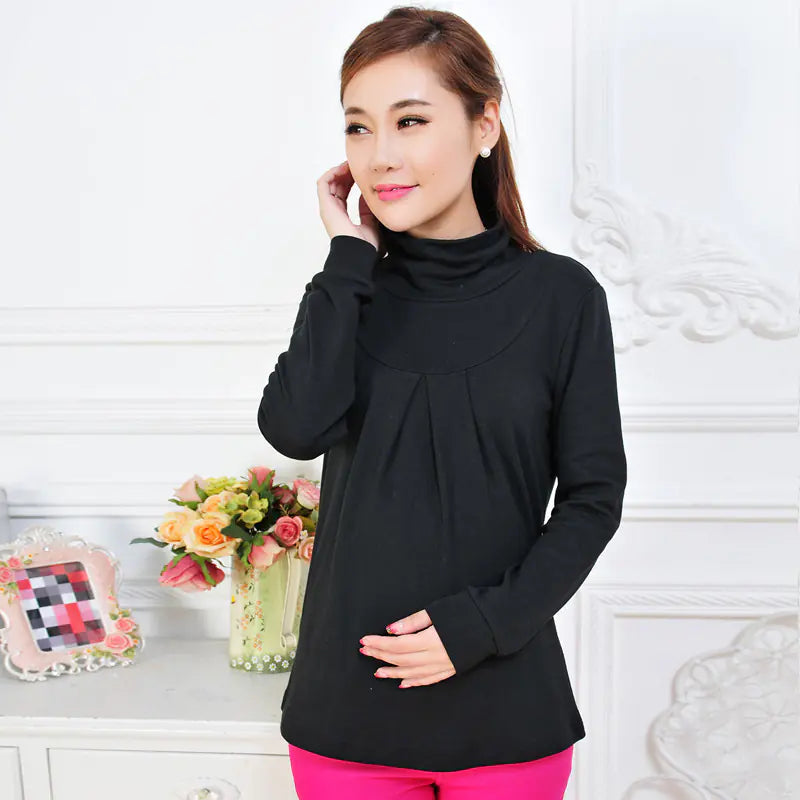 Stylish Maternity High Neck Knit Top for Fall/Winter