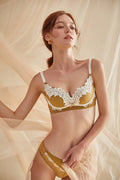 High-End Lace Trim Wireless Bra Set for Women