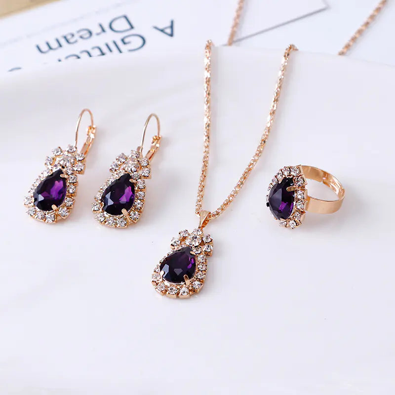 European Style Water Drop Jewelry Set for Brides