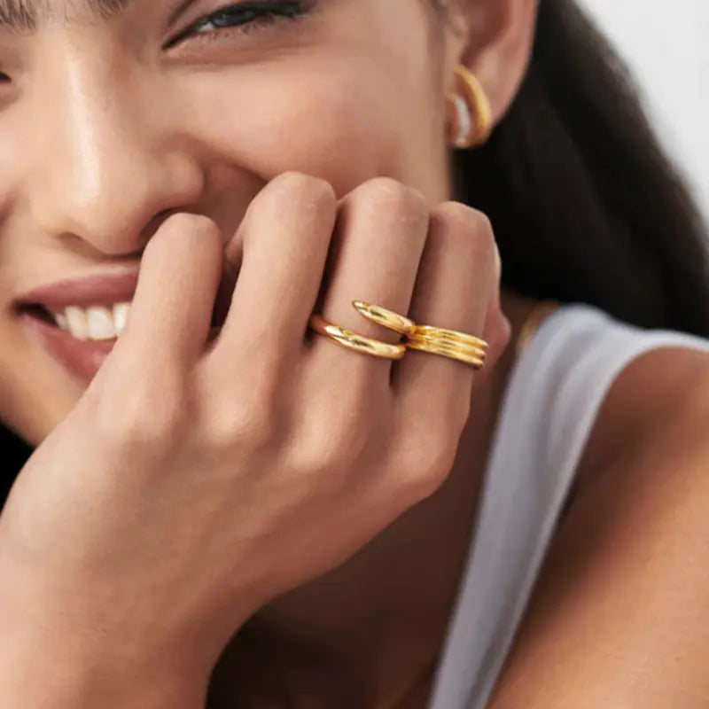 Electroplated 18K Gold Titanium Steel Ring