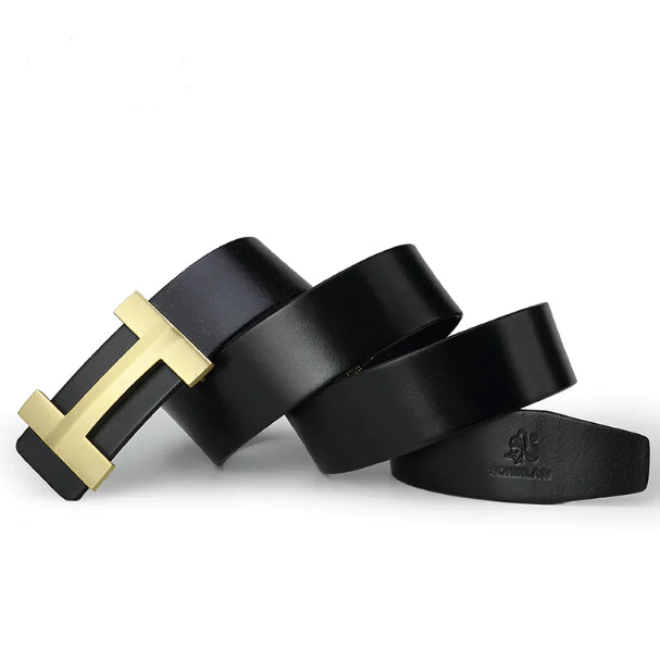 Men's Genuine Leather Belt with Brass Buckle (Fashion)